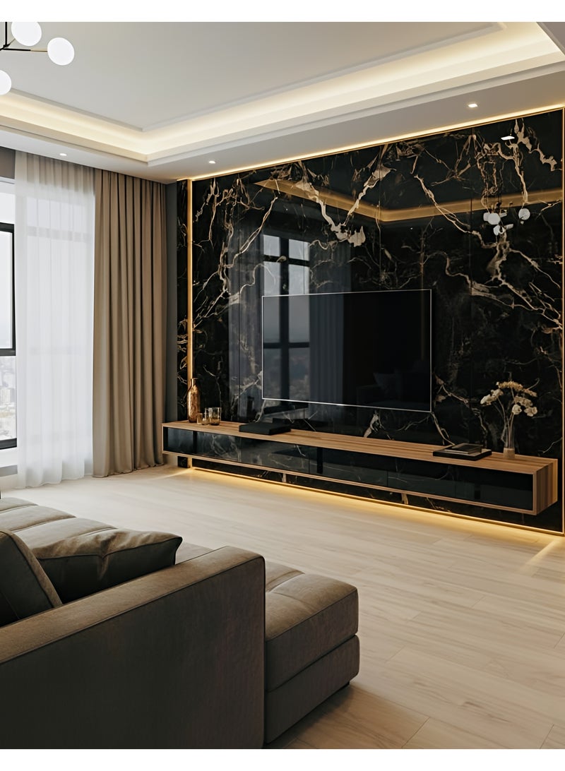 ALMiHomi Gold Vein Marble Contact Paper Peel and Stick Wallpaper 40×500cm – Self Adhesive Thick Marble Vinyl Roll, Waterproof & Oil-Proof Wall Paper for Kitchen Countertop, Table, Cabinet & Wall Decor - Image 3